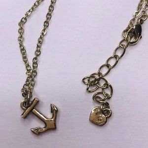 FTGI Anchor  Nautical Gold Tone Necklace Link Chain 16-17"